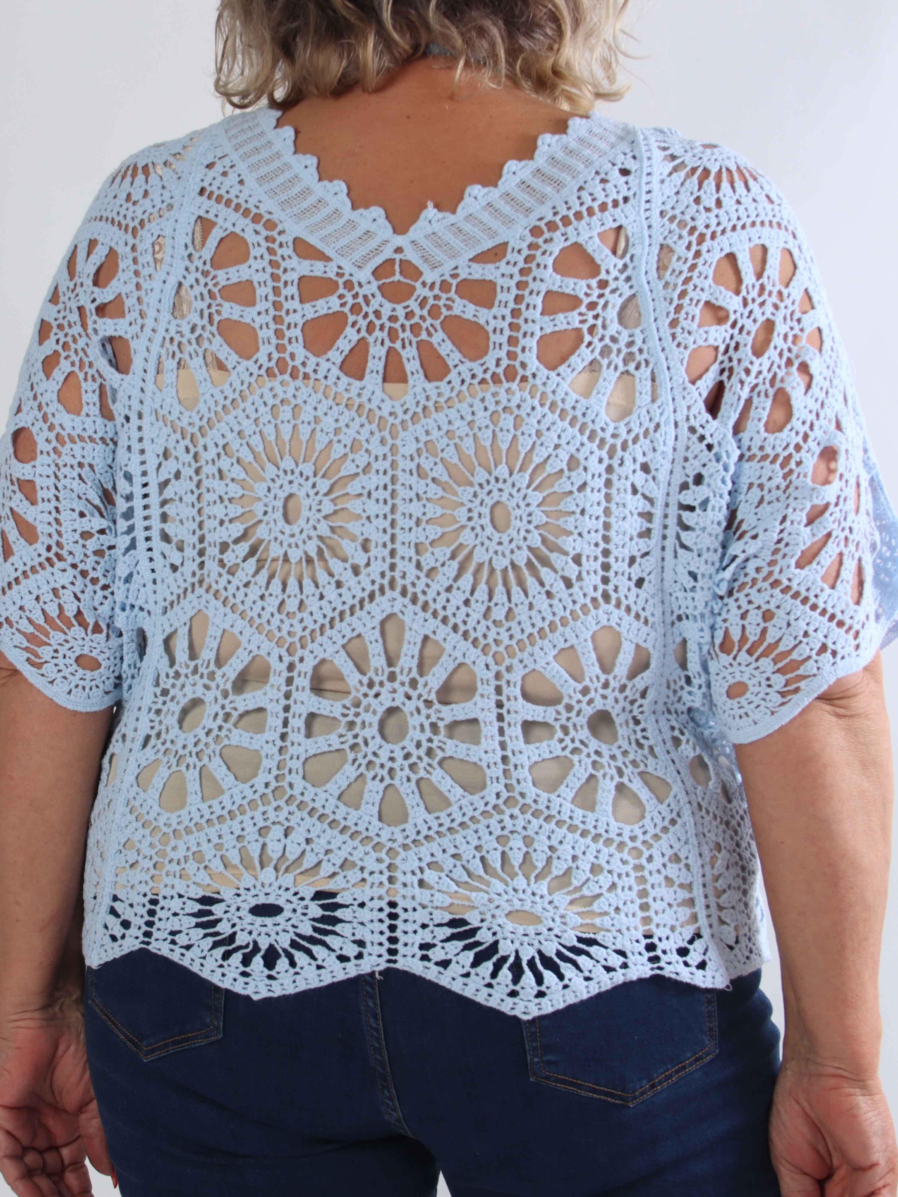 Laverna - Hæklet plus size tunika i bomuld med fint hulmønster